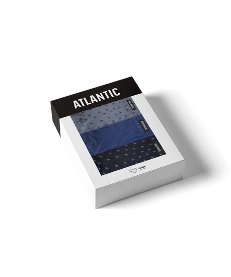 Мужские трусы (3шт) слипы классика Atlantic 3MP-180, темно-синий + голубой + серый