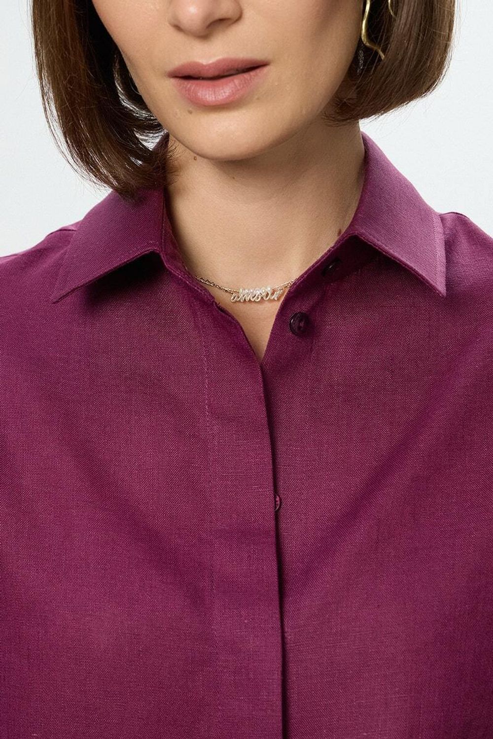 Рубашка Хельсинки бордо лён (Размер S)