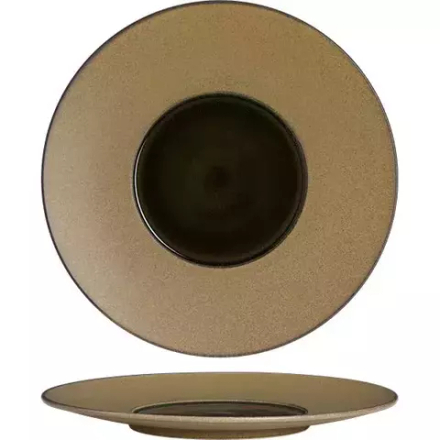 Тарелка «Ваби Саби Вит» с широким бортом фарфор D=28,5см бежев.,черный