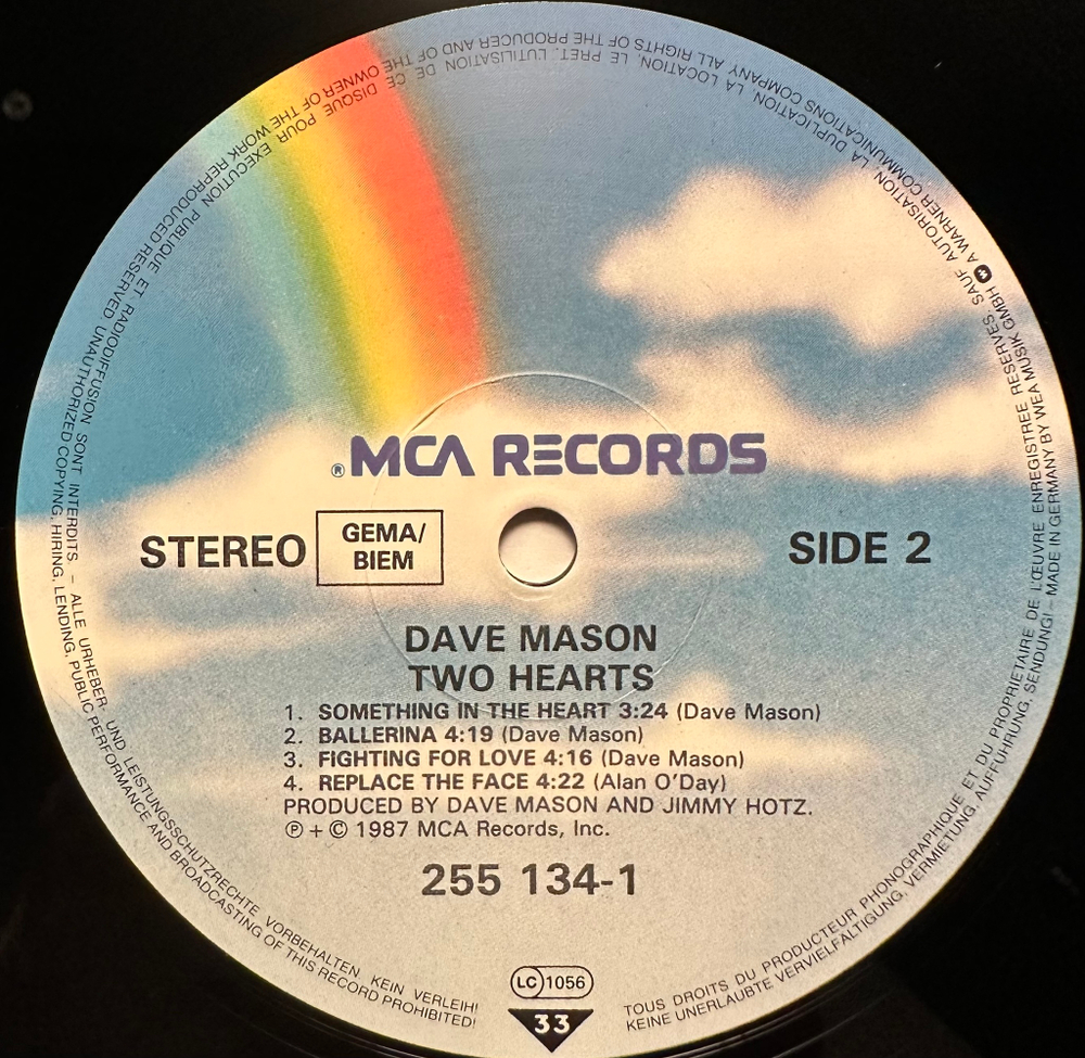 Dave Mason- Two Hearts (Германия 1987г.)