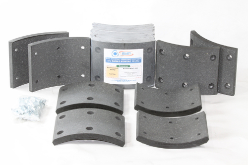 Рем. комплект тормозных накладок а/м Камаз КОМПАС 12 мост JAC N120 передний (Сверл./с заклёпками/ к-т 8 шт./ ширина 130мм.) RUATI