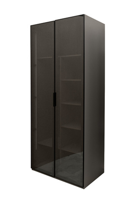 GD-10013-6 Шкаф Альто(Alto) двухд с полками, цвет серый Кобальт, дверцы стекло(тонир) 100*57*228.5см