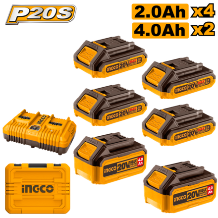 Набор аккумуляторов и зарядного устройства в кейсе INGCO COSLI230701 INDUSTRIAL 4x2 Ач, 2x4 Ач