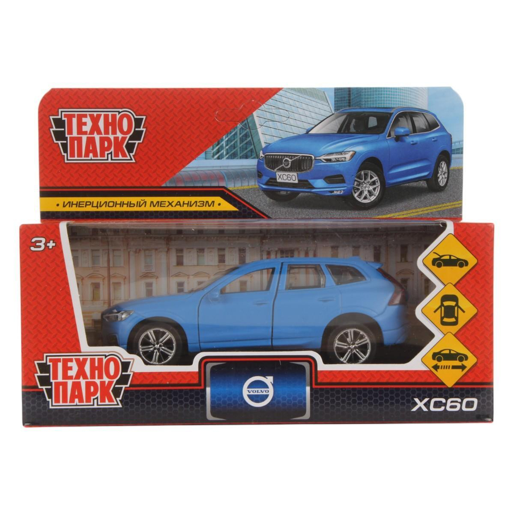 Модель ин. мет. "Volvo XC" r-design матовый синий 12 см, двери, багаж, в коробка Технопарк в кор.2*36шт