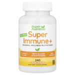Super Nutrition, Super Immune+, мультивитамины с суперадаптогенами, витаминами C и D, цинком и бета-глюканом, 240 вегетарианских капсул