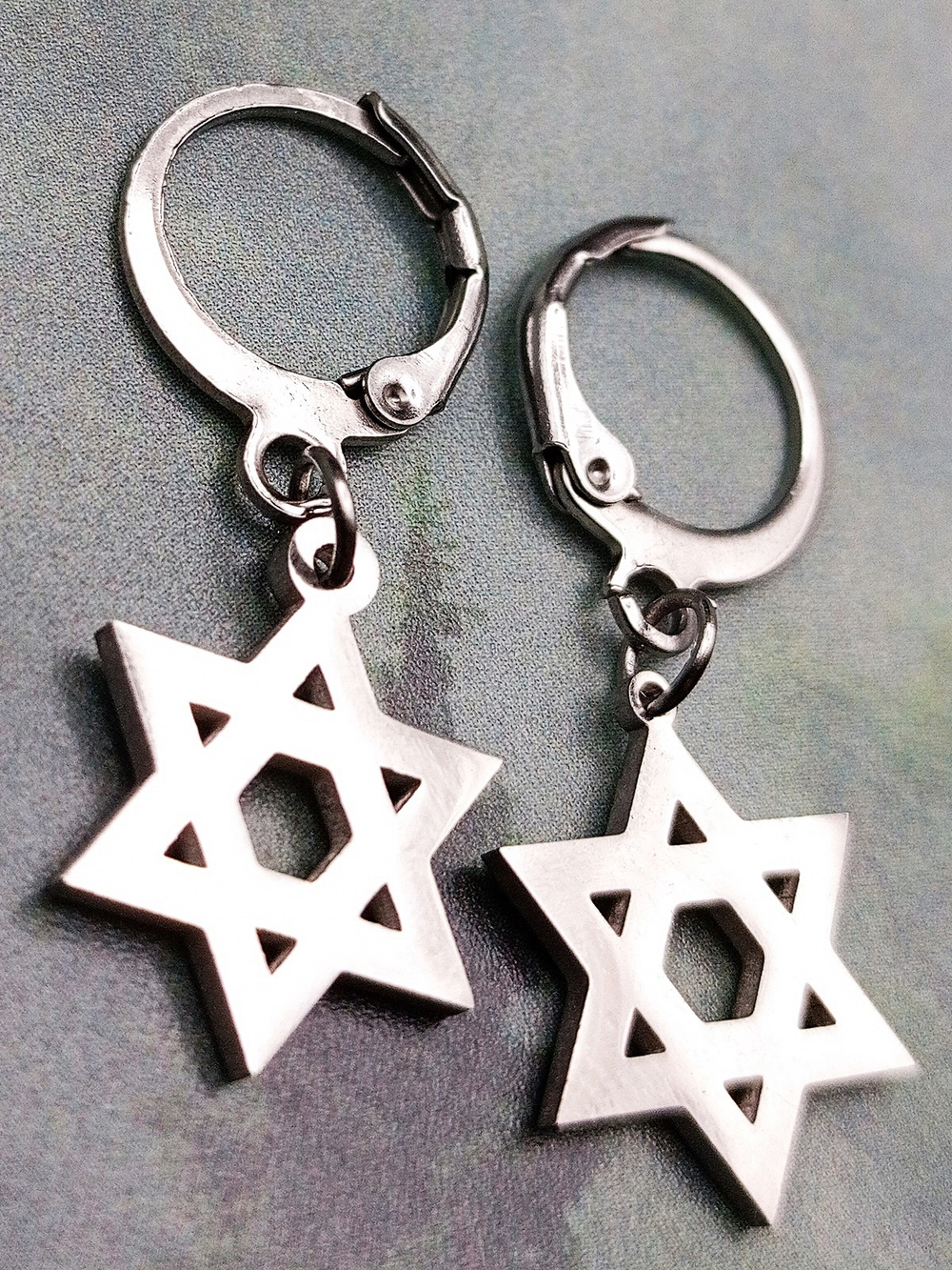 Серьги кольца Звезда Давида