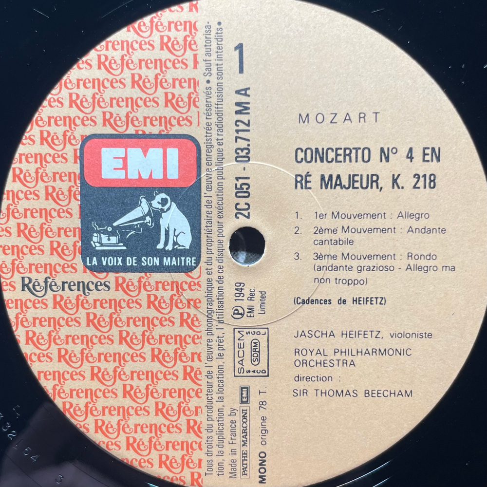 Моцарт - Концерт №4 для скрипки с оркестром, Концерт для Флейты И Арфы (Франция 1980г.)