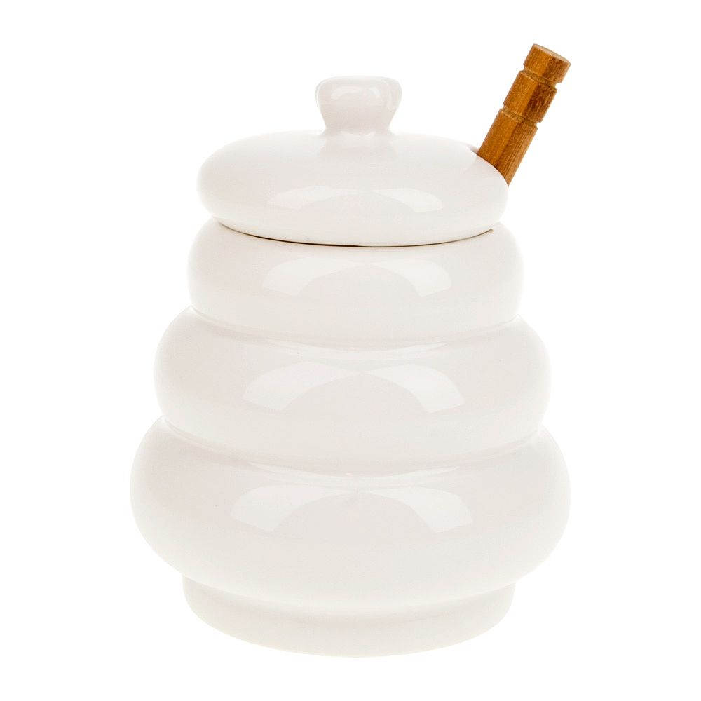 Медовница с ложкой " " 10*10*12см. v=380мл. (подарочная упаковка)