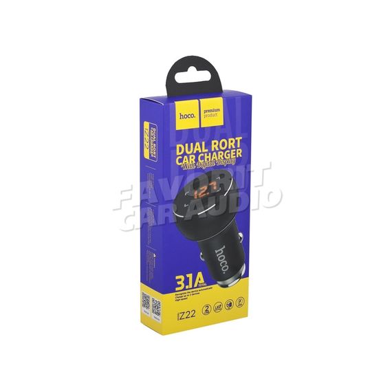 АЗУ 2USB HOCO Z22 3100mA пластик с дисплеем чёрный