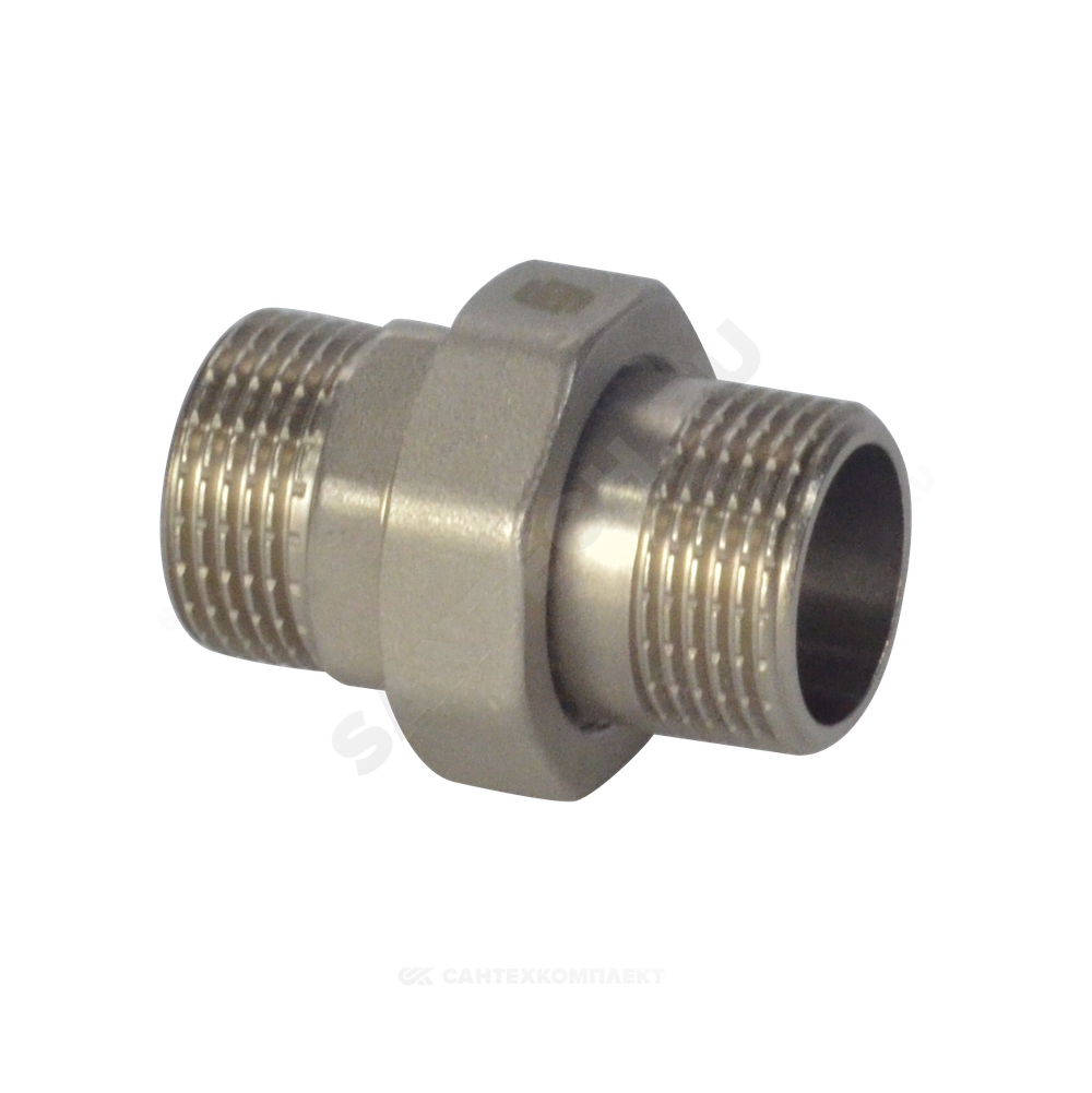 Соединитель латунь никель американка Ду 20 (3/4") прямой НР/НР SantechSystems