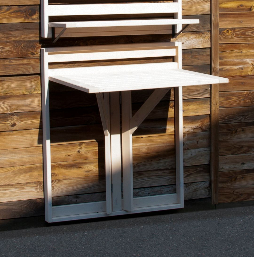 Стол садовый деревянный Эпларо откидной на стену, белый