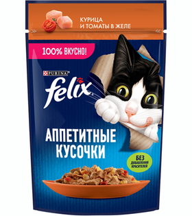 Феликс Аппетитные кусочки Курица с Томатами в Желе 75гр.
