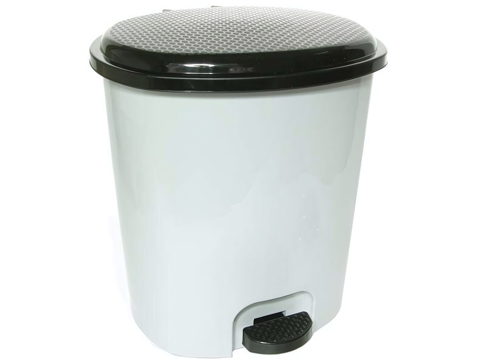 Ведро 12л с педалью, светло-серый/черный