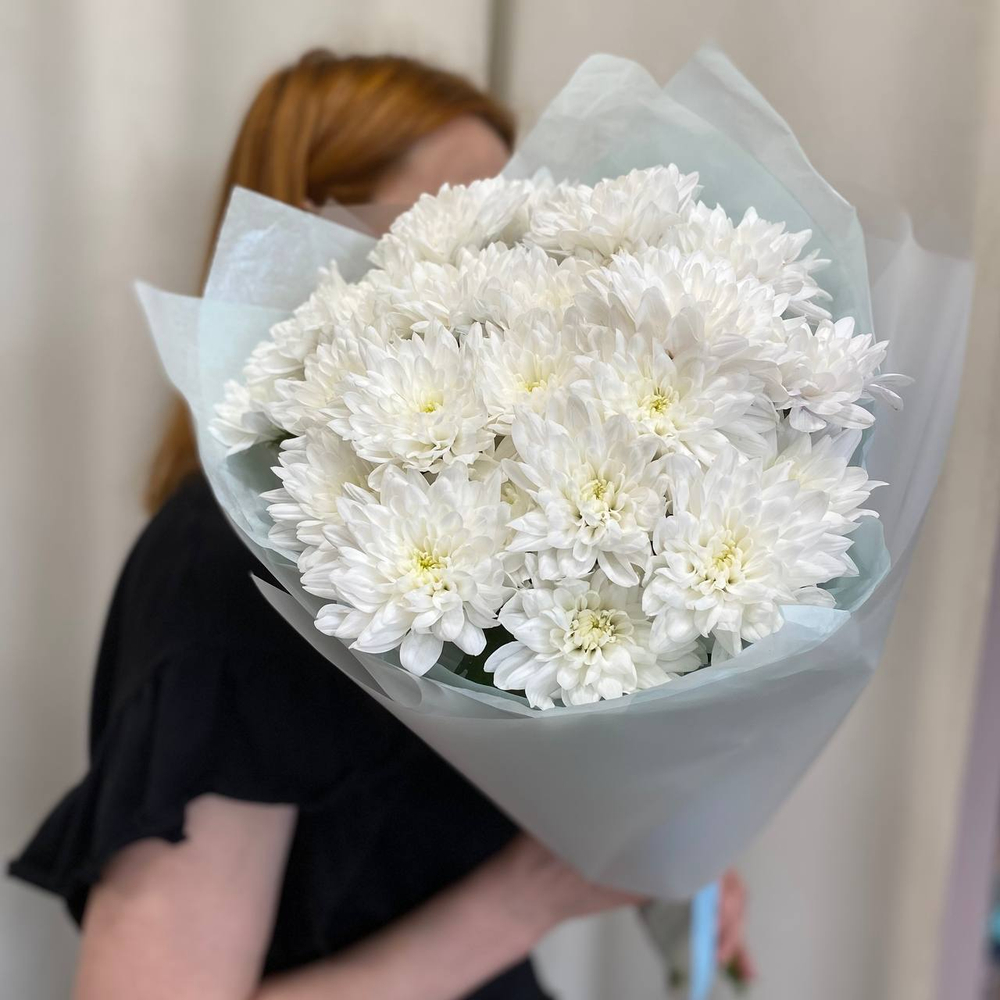 Букет из белых хризантем, 5 шт (мб 7)