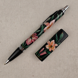 Набор "Лилии" флешка и ручка Parker с ручной росписью Палех в футляре