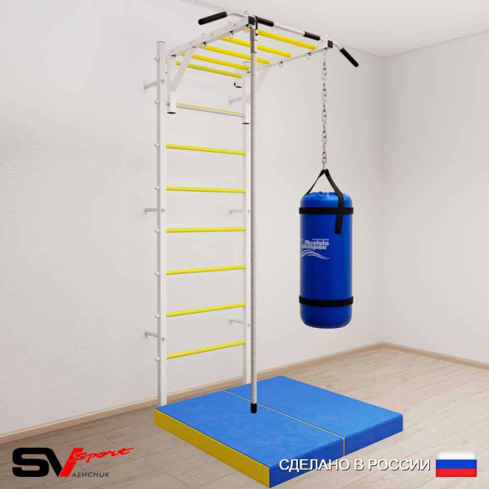 Шведская стенка Sv Sport 5295 (Турник рукоход/Канат/Цепь/Мешок 15кг/Мат 1м)