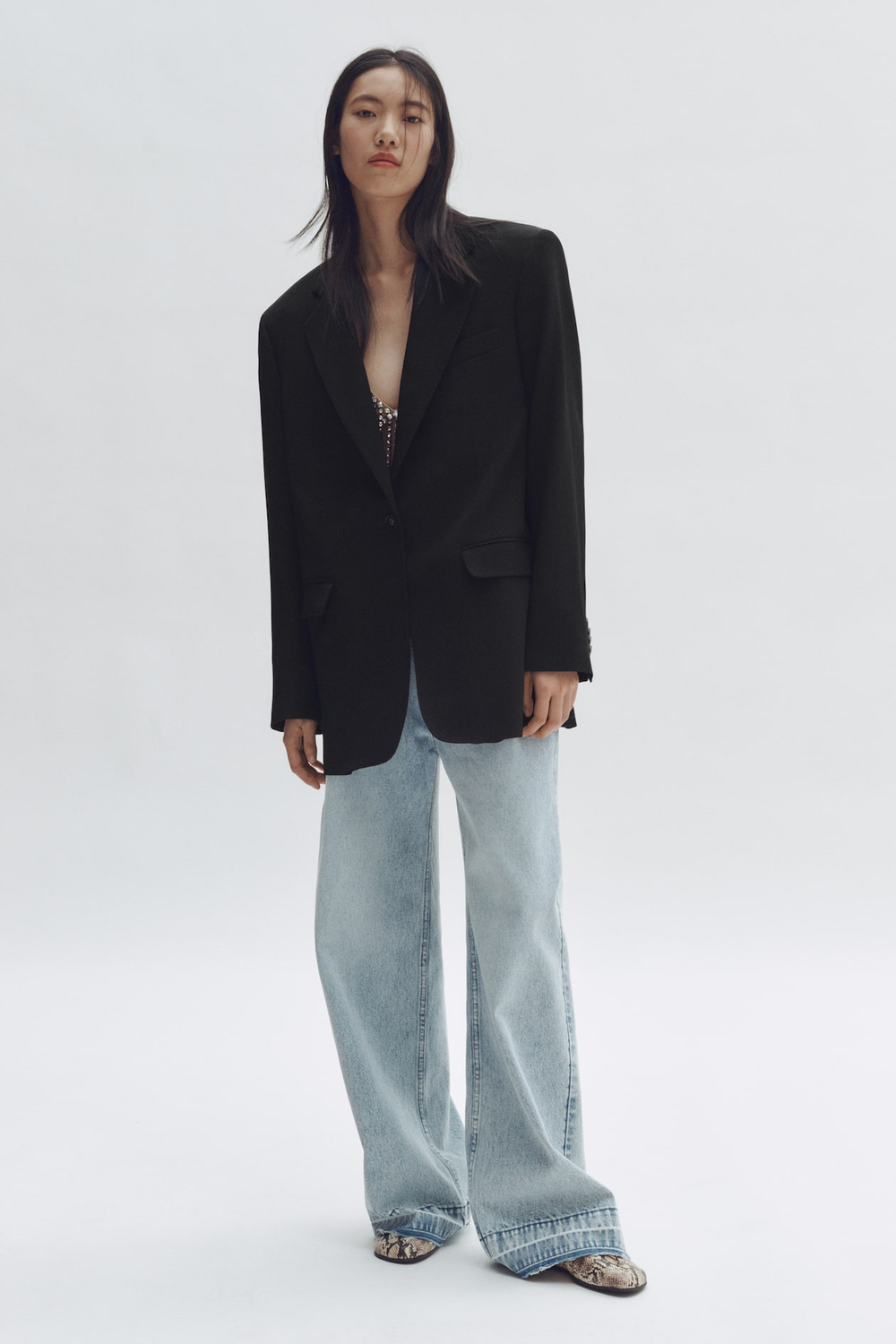 H&M - Stella McCartney Однобортный шерстяной блейзер, черный