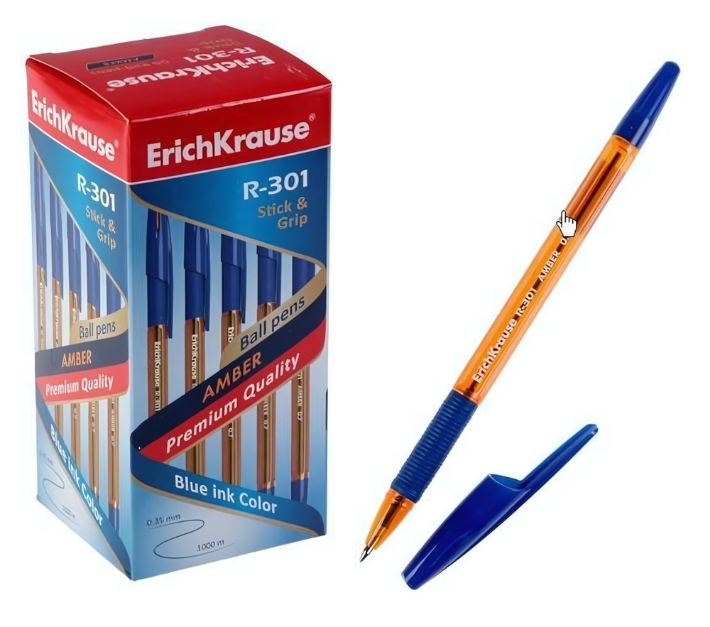 Ручка шариковая 0,7 мм, синяя "R-301 Amber Stick&Grip" (ErichKrause)