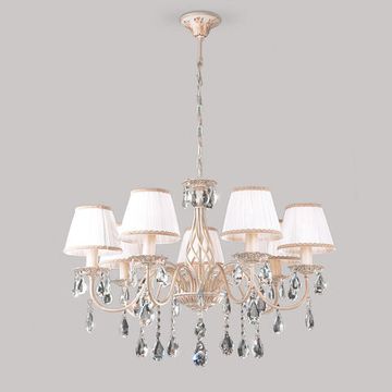 3637/7 / подвесной светильник /   белый с золотом/прозрачный хрусталь Strotskis