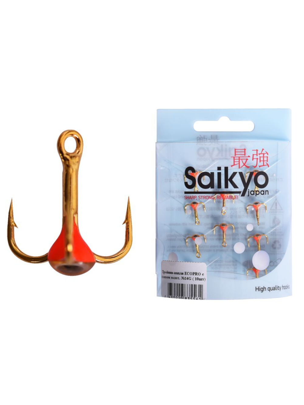 Тройник-капля ECOPRO с глазом золотой №12G ( 10шт)