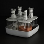 Набор банок для сыпучих продуктов lucky mouse seasoning, 4 шт.