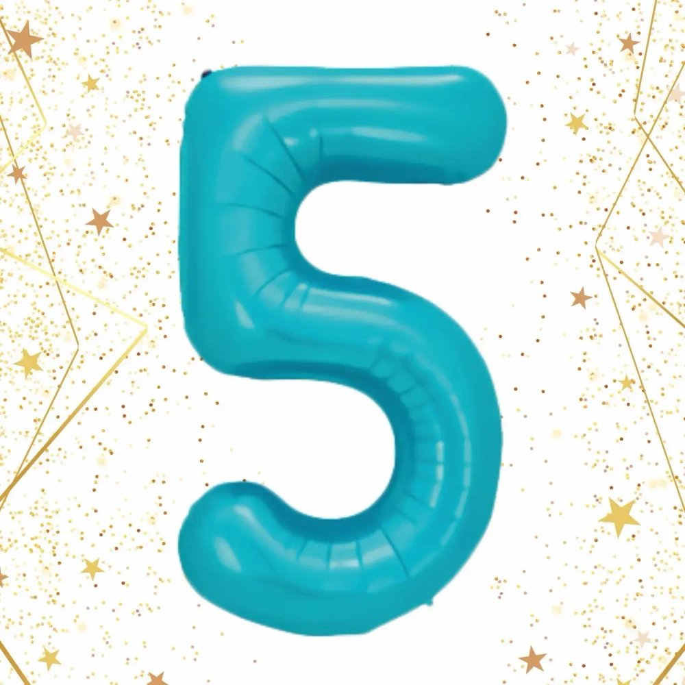 Шар фольгированный 32'/81см «Цифра «5» (голубой)