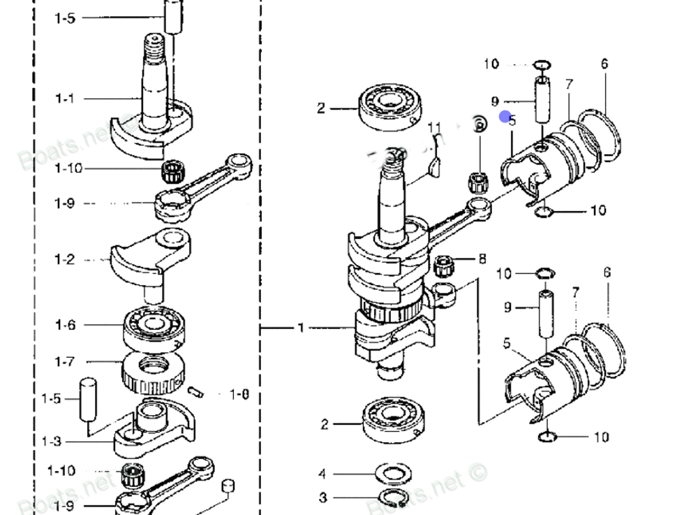 Поршень STD Tohatsu 6/8/9.8лс (оригинальный арт. 3B2-00001-0)