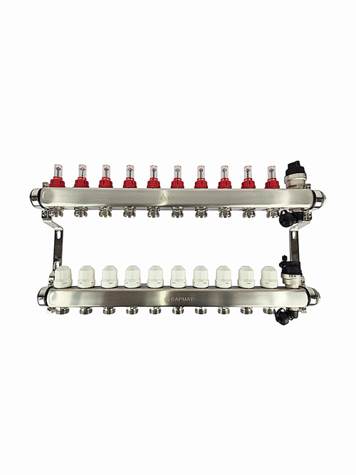 Коллекторная группа с расходомерами САРМАТ 1"x3/4" 10 вых. нерж с в /о SS2200 (CN)