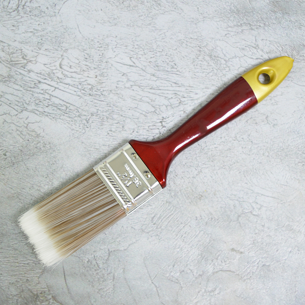 Кисть плоская 1,5" 38мм, искусственная мягкая щетина, деревянная лакированная ручка