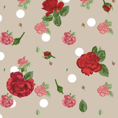 розы и polka dot (бежевый)