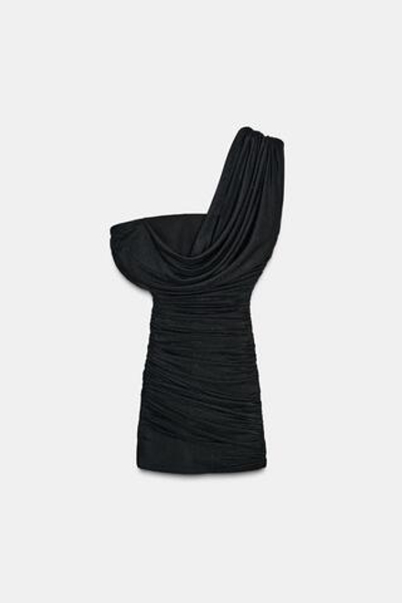 ZARA КОРОТКОЕ ПЛАТЬЕ ИЗ СЕТЧАТОЙ ТКАНИ СО СТРАЗАМИ, ЧЕРНЫЙ