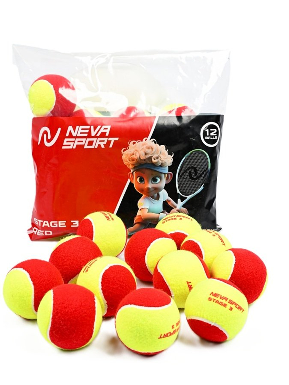 Мячи для тенниса детские NEVA SPORT RED (1x12)