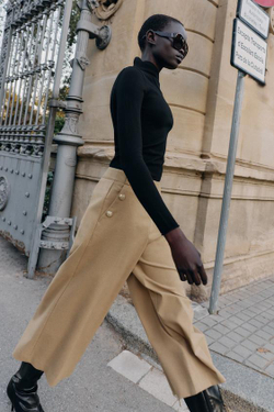 ZARA БРЮКИ-КЮЛОТЫ С ПУГОВИЦАМИ, РЫЖЕВАТО-КОРИЧНЕВЫЙ