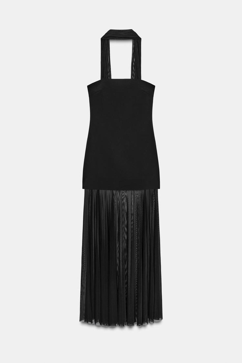 ZARA КОМБИНИРОВАННОЕ ПЛАТЬЕ С ПРОЗРАЧНЫМИ ДЕТАЛЯМИ, ЧЕРНЫЙ