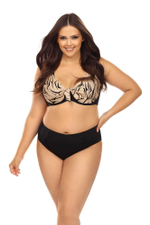 Раздельный купальник plus size с анималистическим принтом на лифе (Размер: 80D/40) (Цвет: бежевый с черным)