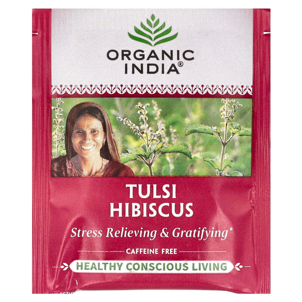 Organic India, Tulsi Tea, гибискус, без кофеина, 18 пакетиков для заваривания, 36 г (1,27 унции)