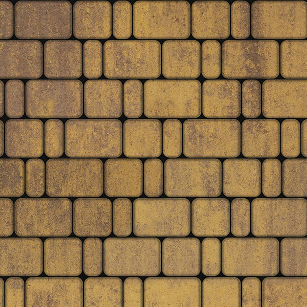 Тротуарная плитка КЛАССИКО - Листопад гладкий Янтарь, комплект из 3 видов плит