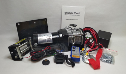 12V - 3000 Lbs (Сталь) / Лебедка 3000lbs (сталь) электрическая, 12V ATV Electric Winch 3000lbs / 1361 кг со стальным тросом, радиопульт (Вес: 9,6 34*18*30) Оптом