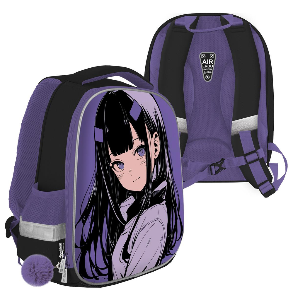 Ранец с одним отделением на молнии 35x26x13см сиреневый "Аниме" (Академия Групп)