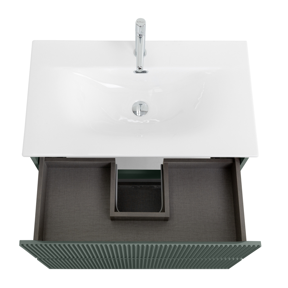 Тумба с раковиной подвесная BelBagno UNO-800-2C-SO-VO Еловый матовый, раковина белая BB-8099-80