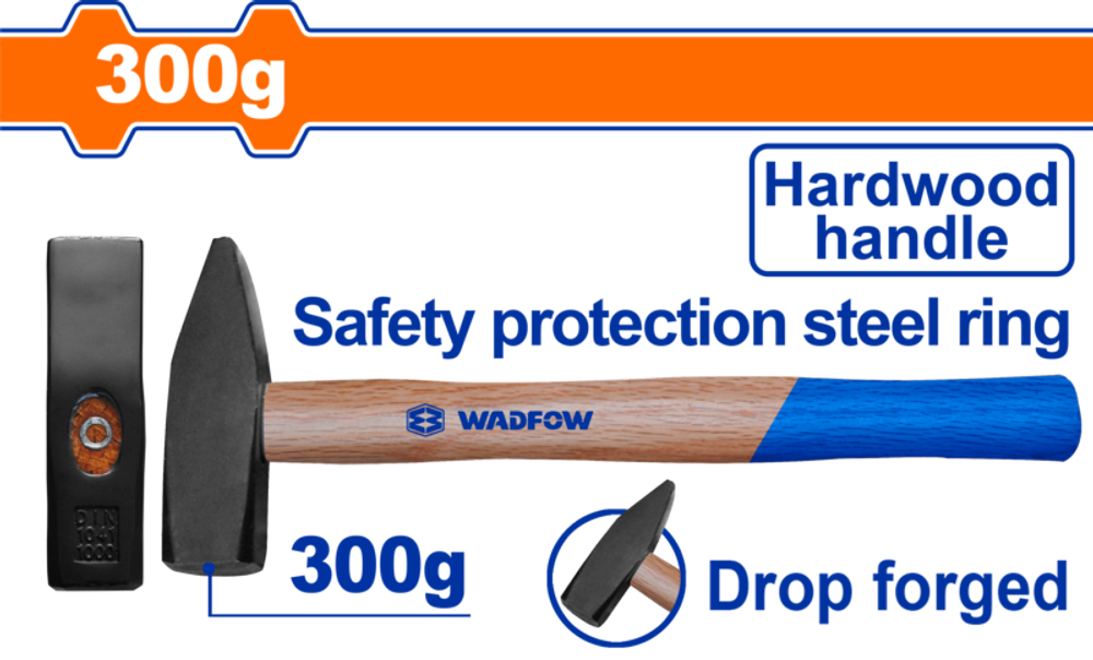 Молоток слесарный 300 гр (6/36) WADFOW WMB1303