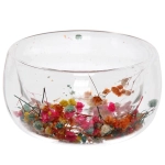 Конфетница стеклянная с двойными стенками 350мл «Хай-Тек» с цветами