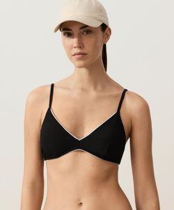 OYSHO Топ-бикини с треугольными чашечками и бантом, черный