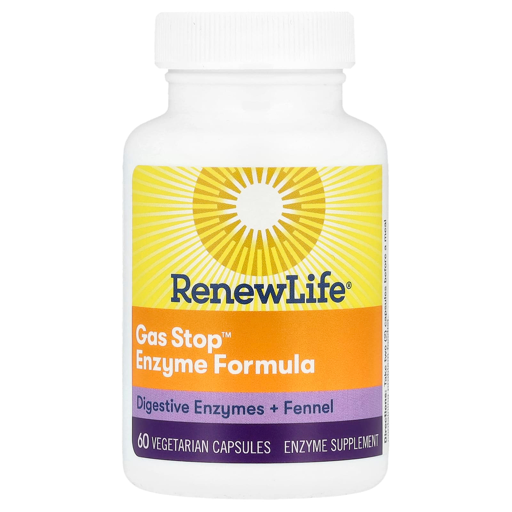 Renew Life, Gas Stop ™ Enzyme Formula, 60 вегетарианских капсул
