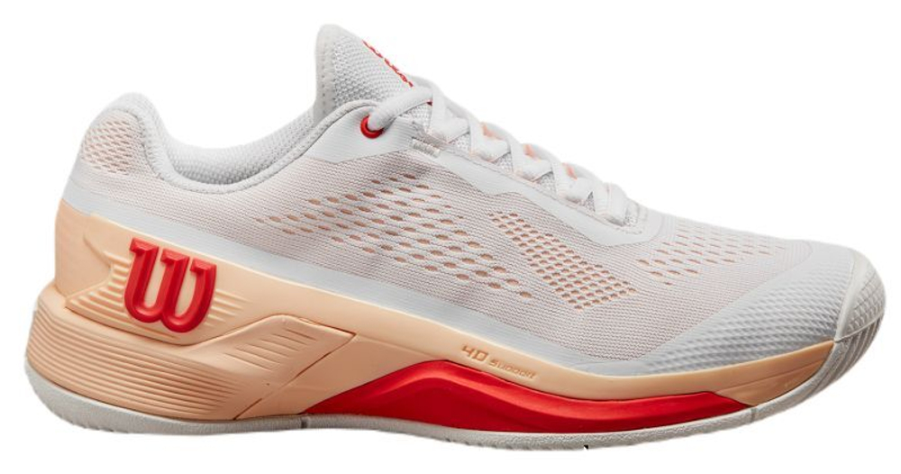 Женские Кроссовки теннисные Wilson Rush Pro 4.0 - white/peach parfait/infrared