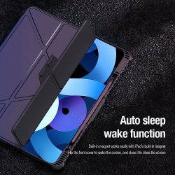 Чехол книжка синего цвета для Apple iPad Air 13 (2025, 2024) и Pro 12.9 (2020-2022), серия Bumper Pro Case-Multi Angle Folding Style от Nillkin