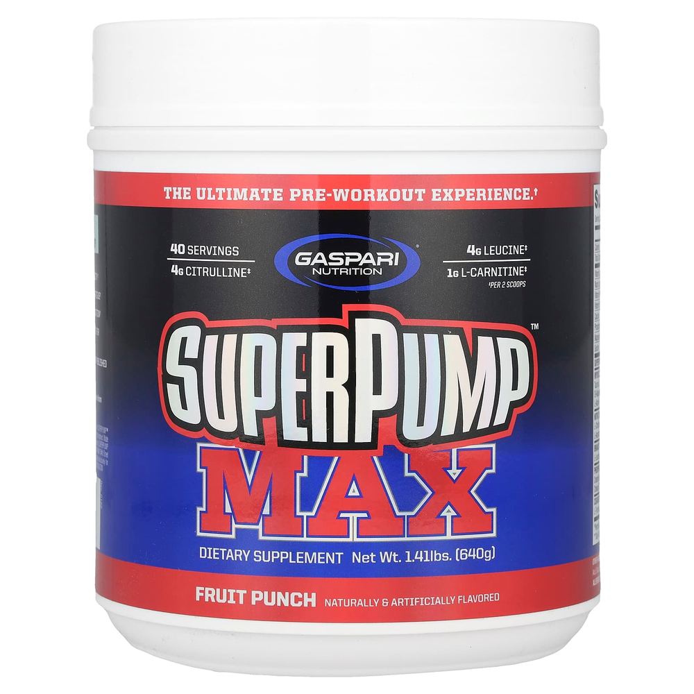 Gaspari Nutrition, SuperPump™ Max, фруктовый пунш, 640 г (1,41 фунта)