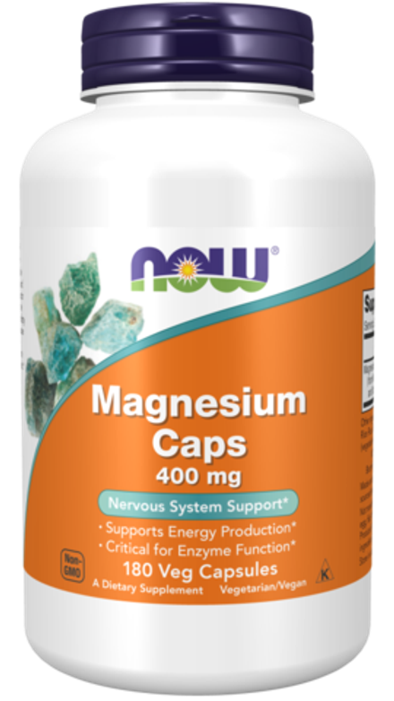 NOW Foods, Магний 400 мг, Magnesium Caps 400 mg, 180 Вегетарианских капсул