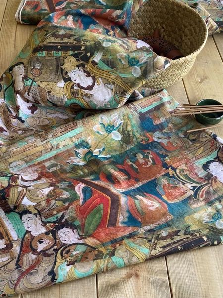 ФРЕСКА ДУНЬХУАНА, 100% хлопок Handmade Fabrics 4