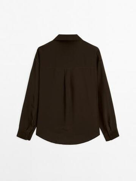 Massimo Dutti Рубашка из струящейся высокотехнологичной ткани, коричневый